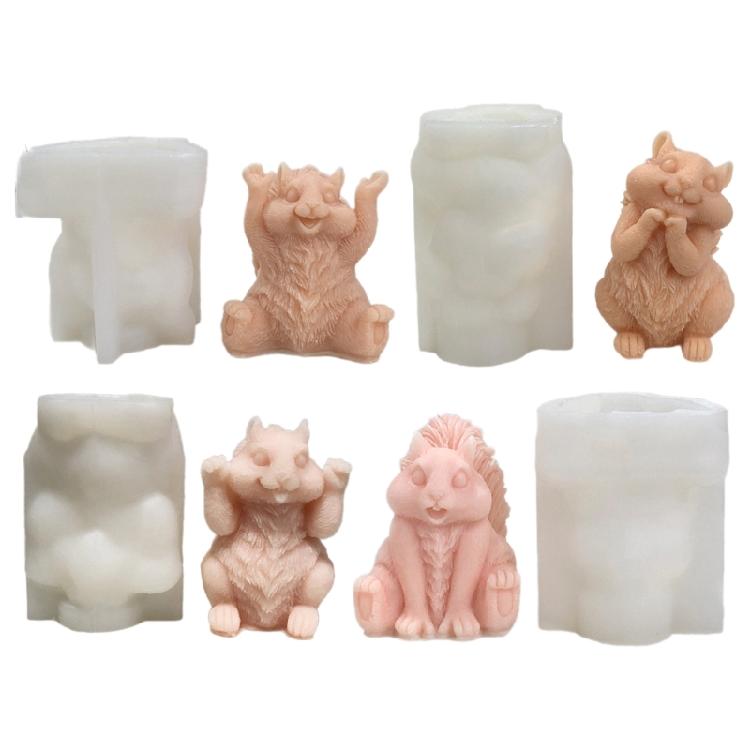Easy to Clean Silicone Candle Molds Fondant Moulds Squirrel Shape Resin Project Moulds Silicone Texture for Candle