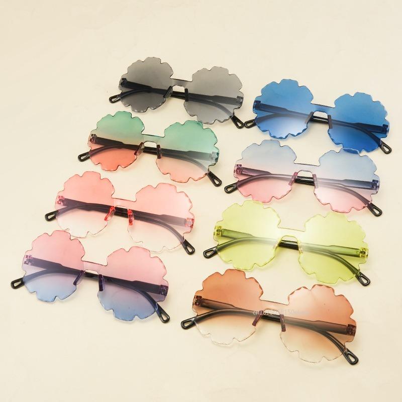 Luxury Round Children'S Sunglasses Rimless Shades Sun Glasses For Boys Girls Vintage Flower Shape Sun Glasses Eyewear Uv400