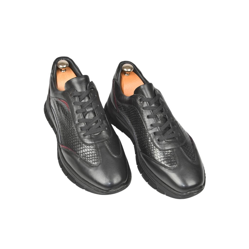 

DeepSEA Patterned Lace-Up High-Sole Leather Sneakers Casual Sneaker 2509994 40 чорний