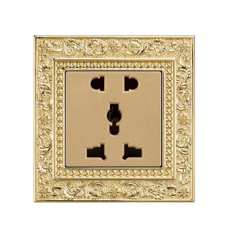 Luxury Vintage Push Button Switch 1/2/3/Gang 2Way,EU France Standard Copper Wall socket,Universal Light Home Switch Power Outlet