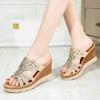 Fashion Shoes Ladies' Slippers Platform Luxury Slides Jelly Flip Flops On A Wedge Women Heels Pantofle Low Designer Glitter High 2025 Ro