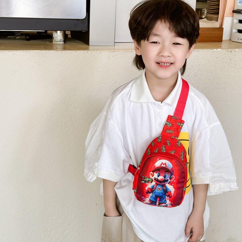 Cartoon Mario Super Bros Pattern Kids Single Shoulder Crossbody Chest Gift Bag
