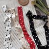 Elegant Polka Dot Silk Scarf & Headband Ribbon: Versatile Hair Accessory for Ponytails or Bags.