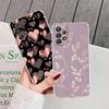 Gold Pink Rose Leaf Glitter Hearts For Samsung Galaxy A55 Case A54 A52 A53 A15 A14 A13 A21S A23 A34 A35 A33 A32 A72 Clear Cover