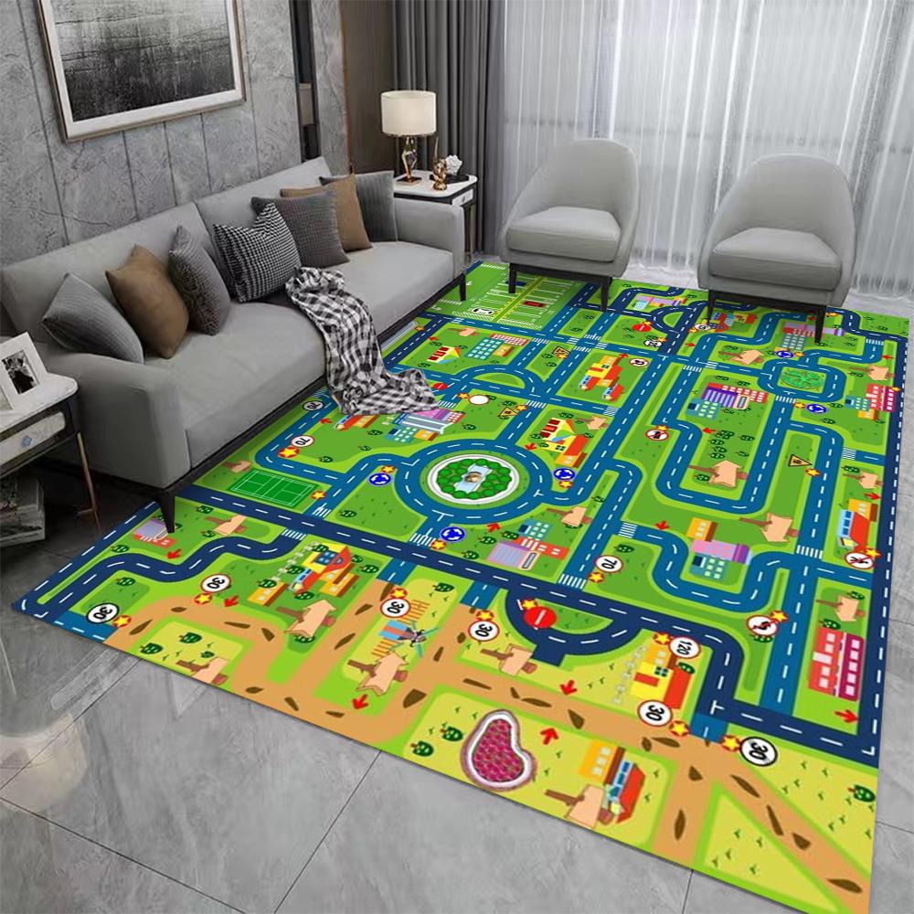 Baby Crawling Play Mat Car Play Mat for Boys and Girls Highway City Traffic-Themed Rugs for Kids Toy Cars Kids Rugs for Playroom