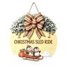 Decorative Pine Cone Sign Christmas Wooden Welcome for Front Door, Round Hanging Ornament with Solid Wood Plate Artificial Branches & Bow Decor