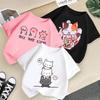 Children T-shirt Cute Cat Printed Kids 100% Cotton Clothes Tops 2-13Y Loose-fit Casual  O-Neck Short-sleeve T-shirt