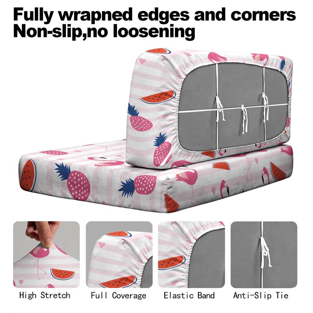 RV Camper Elastic Sofa Cover with Anti-Slip & Anti-Shedding Tie Rope
