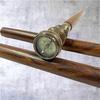 Wooden Walking Stick with Compass Handle Decorative Cane with Brass Compass Grip, Nautical Explorer Gift for Men Collectors