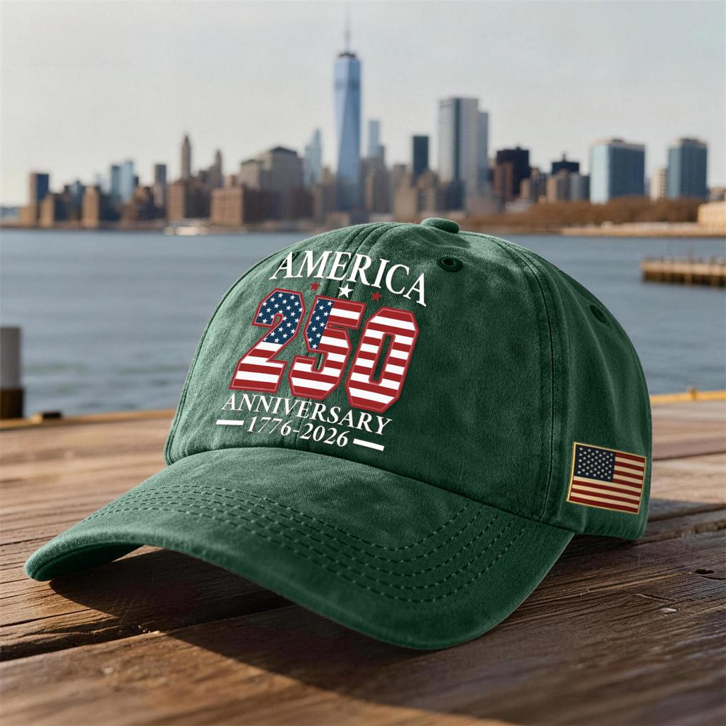 Unisex USA 250th Anniversary Printed Distressed Washed Baseball Cap | Patriotic Vintage Hat For Celebrations