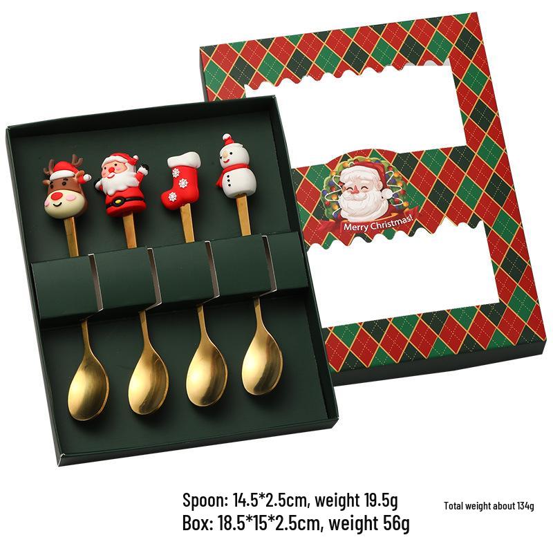 Creative Stainless Steel Christmas Tree & Reindeer Cutlery Set: Spoon & Fork