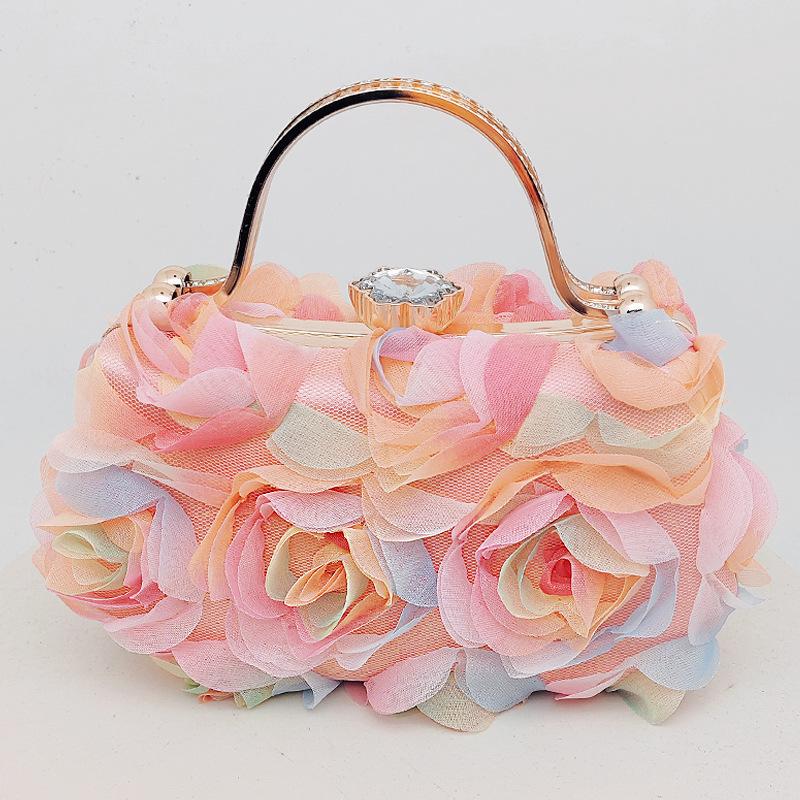 Pink Tote Bag Flower Shoulder High-end Spring Bag 2026 Luxury Designer Diamond Handbags for Woman Elegant Evening Wedding Clutch