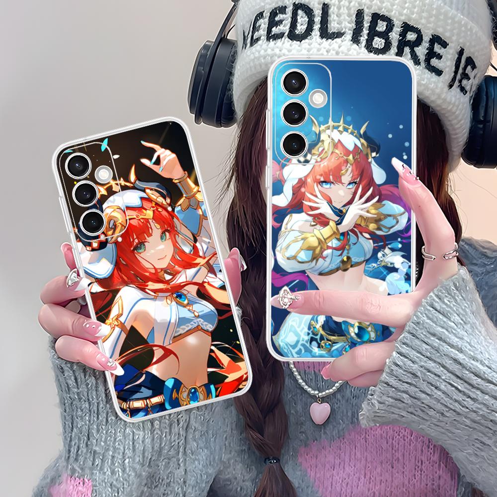 Game GI Nilou Clear Mobile Phone Case for Samsung Galaxy S25 S24 S23 S22 S21Plus FE Ultra Colorful Cover