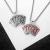 Retro Playing Card Hip-Hop Necklace for Men & Couples - Diamond-Studded Straight Flush Chain