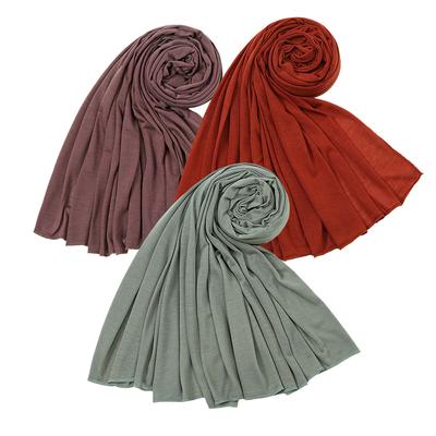3 Stück Baumwoll-Jersey-Hijab Dehnbarer Schal Damen Muslimisches Tuch Große Größe Langer Schal Mode Ramadan Stirnband Turban 180*80cm