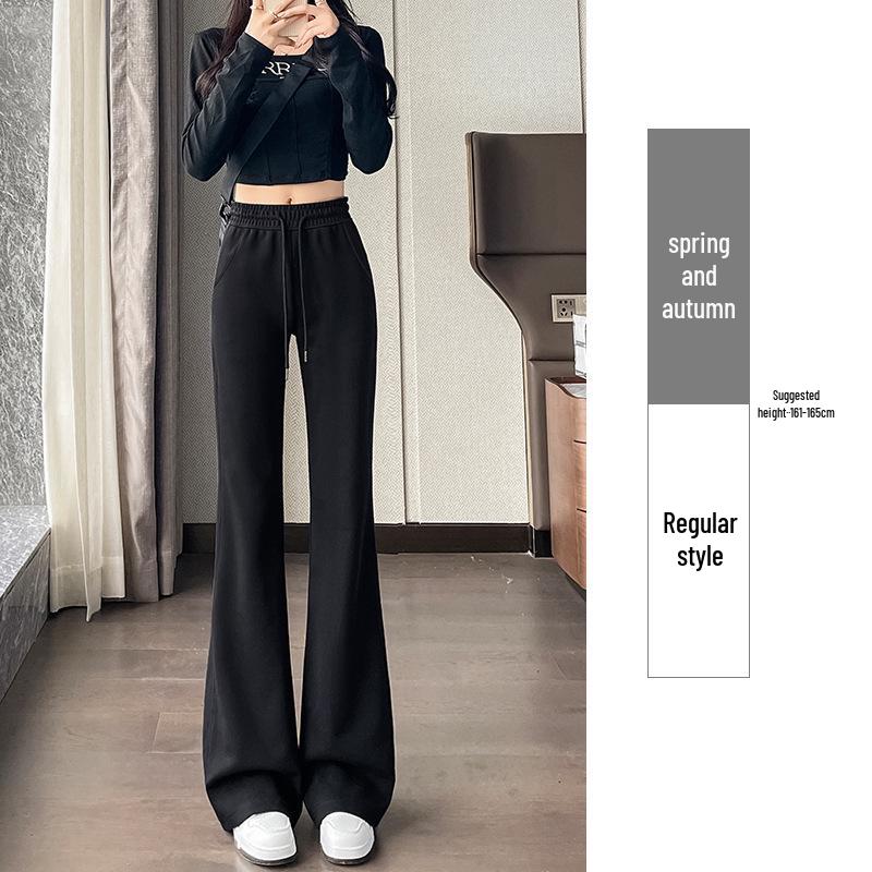 

Женские брюки микро-клеш молочного цвета с флисовой подкладкой: 2024 Осень/Зима Маленький размер Повседневные штаны для йоги S for Weight 40-47.5KG