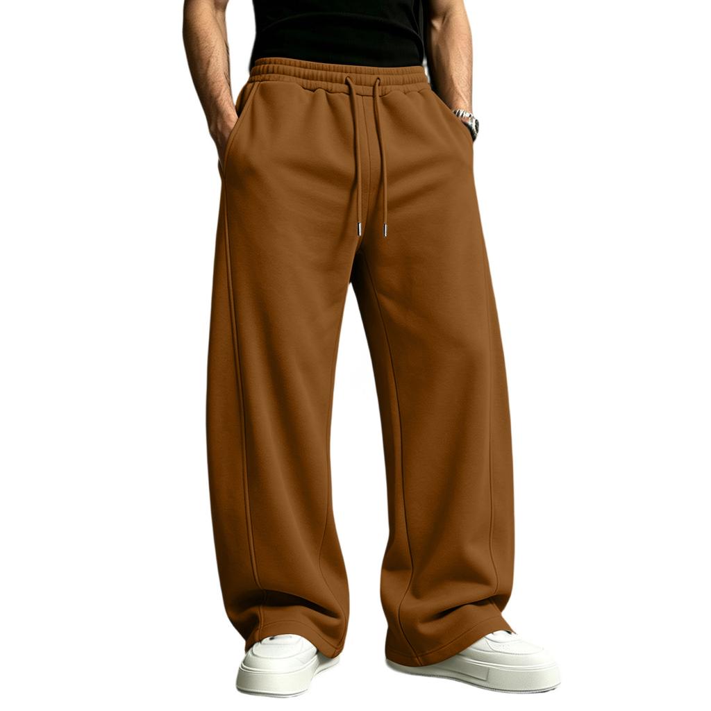 Men's Casual Straight Leg Joggers with Elastic Waistband and Drawstring for Everyday Wear