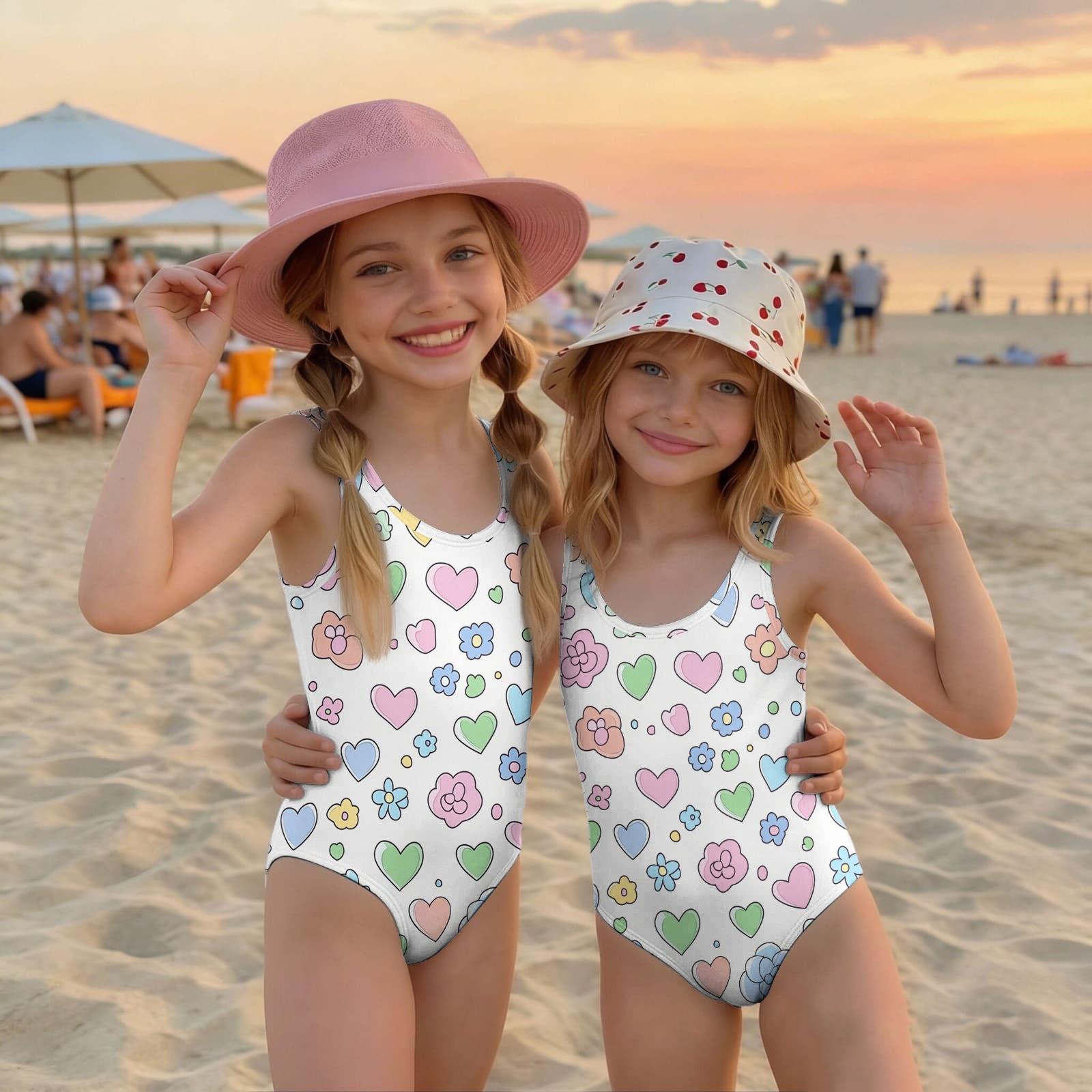 

Girls One Piece Swimsuit Summer Kids Casual Fashion Sleeveless Swimwear with Mushroom Print Suitable for Beach Pool Water Activities 120