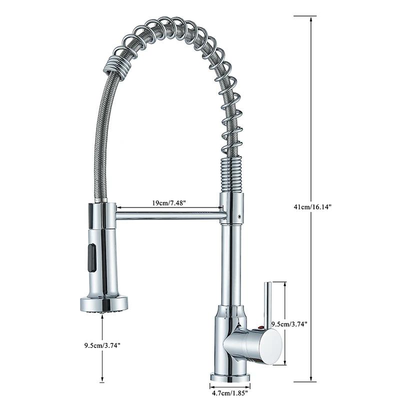 Chrome Spring Pull Down Kitchen Faucets Stream Spray Head Hot Cold Water Tap Stainless Steel Rotation Kitchen Mixer Tap Crane