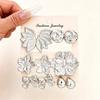 European and American new high-end personality exaggerated CCB stud earrings women's creative retro circle earrings set pair