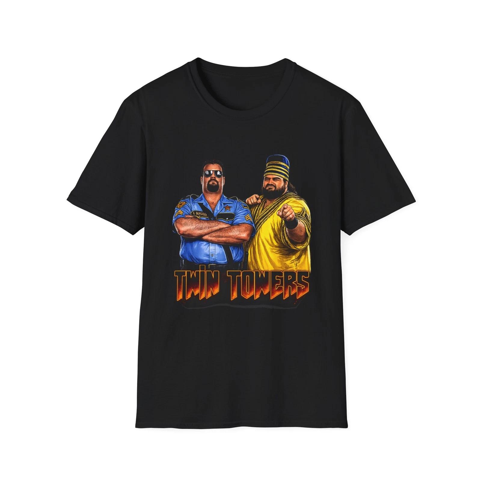 Two Towers 90s wrestling tag team Character T-Shirt | Retro Illustrated XS