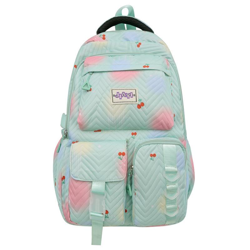 Spotted Fashion Colored Cherry Pattern Student Backpack For High School Use