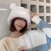 Women Autumn Winter Thickened Warm Baotou Imitation Fur Cover Head Basin Cap Cute Little Bear Plush Knitted Hat