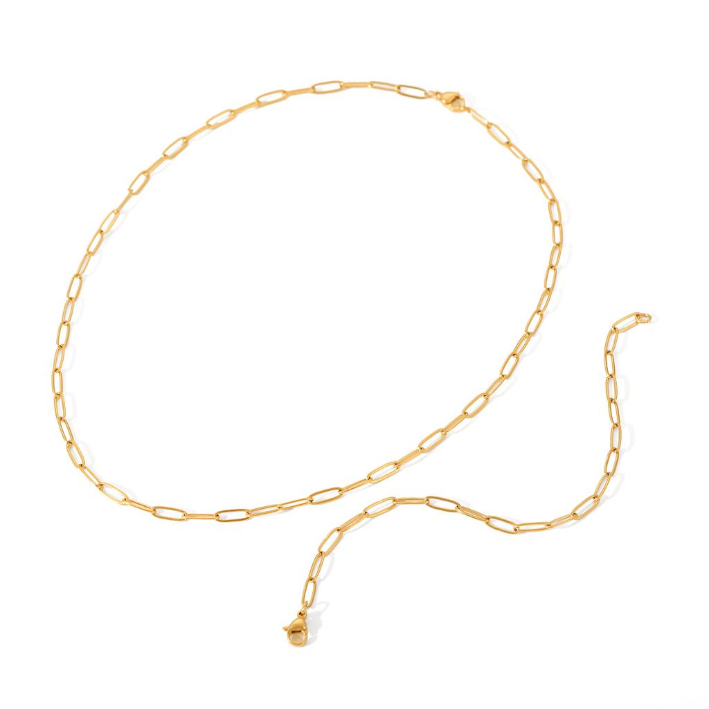 Minimalist Titanium Steel Choker Necklace Fashion Versatile Women Necklace Gold Bracelet Jewelry Set