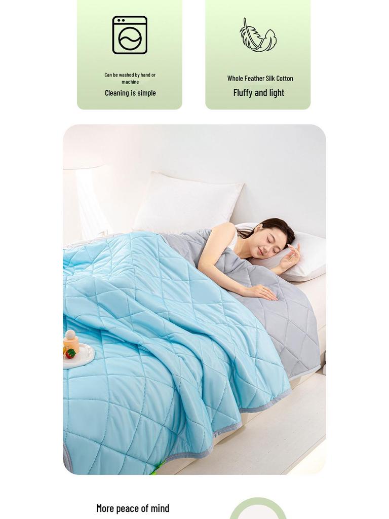 Letnia kołdra chłodząca z jedwabiu - Jednokolorowy koc klimatyzacyjny z jedwabiu lodowego dla dzieci, Cienka i odświeżająca kołdra, Idealny prezent na lato