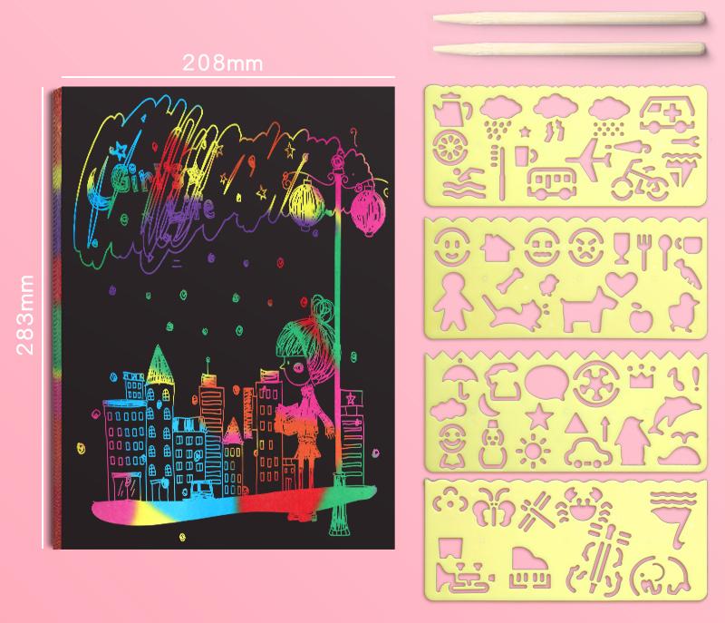 50sheet Thickened Scratching Paper Set A4/16k Color Graffiti Paper Children's Handmade Art Creative Drawing Art Drawing Supplies