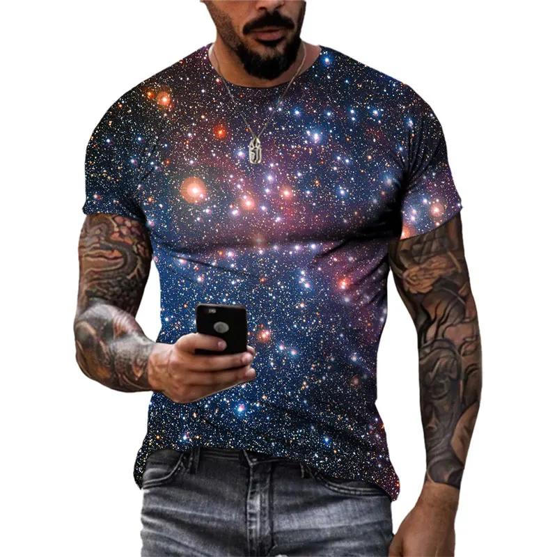 Fashion Unisex Starry Sky Graphic T Shirts Summer Casual Men 3D Printed Streetwear Hip Hop Personality Short Sleeve Tees Tops