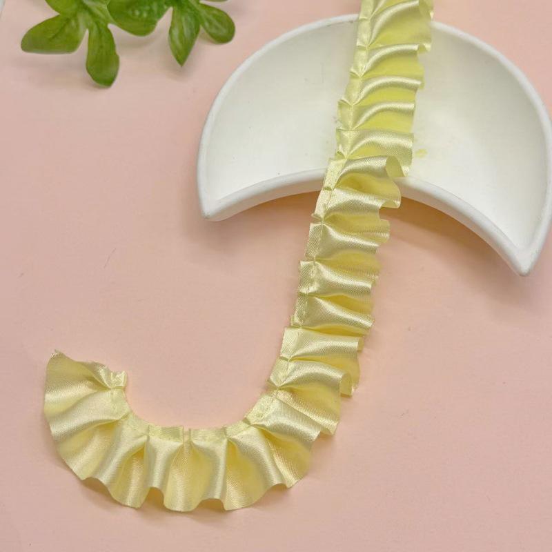 

2,5 см плиссированная кружевная отделка в виде листьев лотоса - зашифрованный кружевной аксессуар ручной работы жёлтый