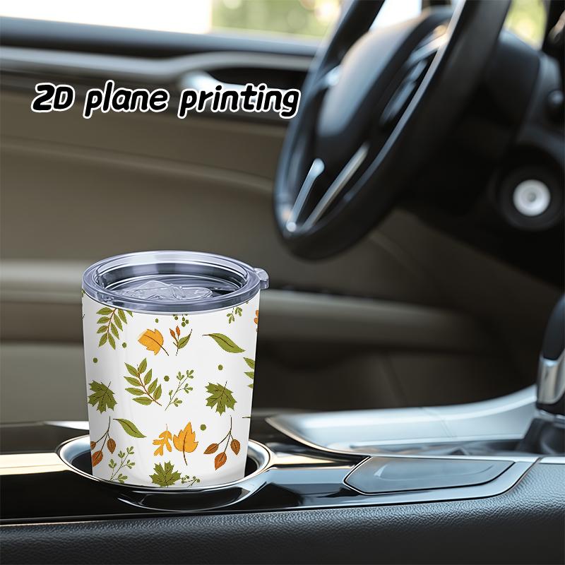 591ml Car Tumbler Autumn Maple Leaf Elements Straw Cup Tumbler With Lid Metal Drink Mug Straight Tumbler Leakproof Tumbler
