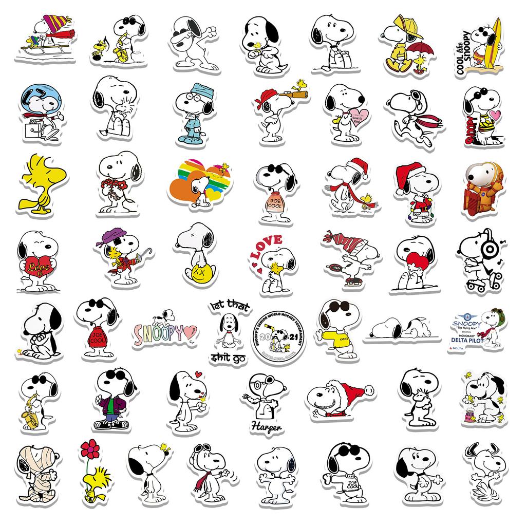 50 Stück Snoopy Hund Aufkleber Graffiti Wasserbecher Gepäck Laptop Notizbuch Wasserdichter Aufkleber