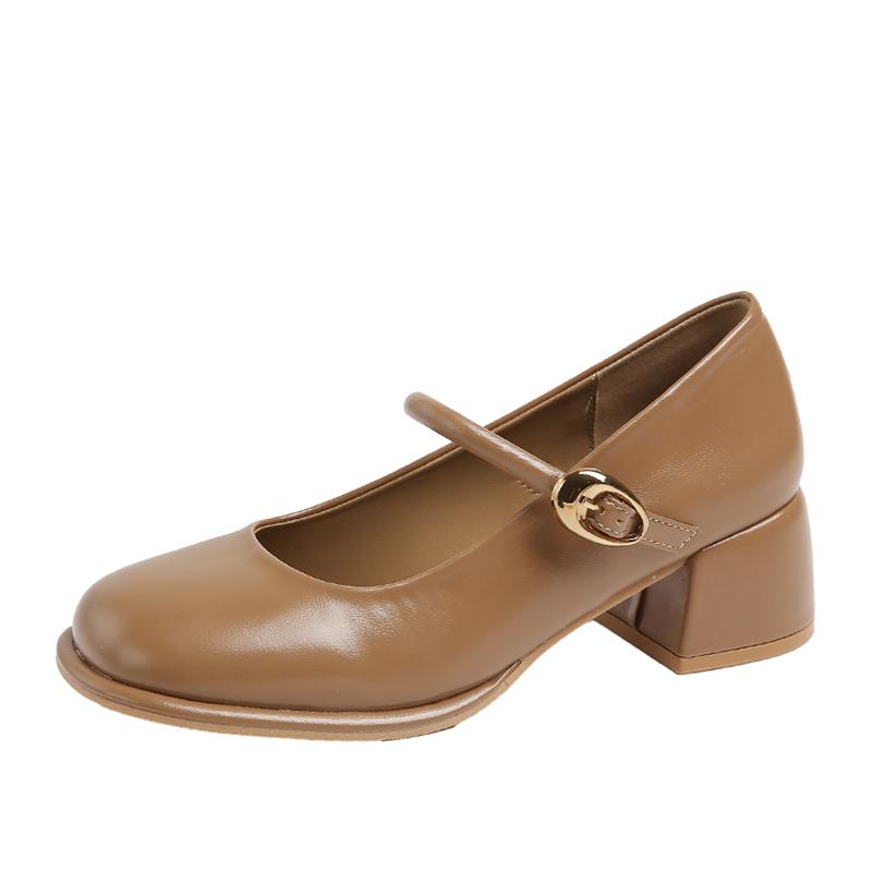 

Мода 2024 Новые туфли Мэри Джейн Женские Офисные На платформе Круглый носок Ремешок с пряжкой Обувь на толстом среднем каблуке Женские Повседневные туфли-лодочки 39 темно-коричневого