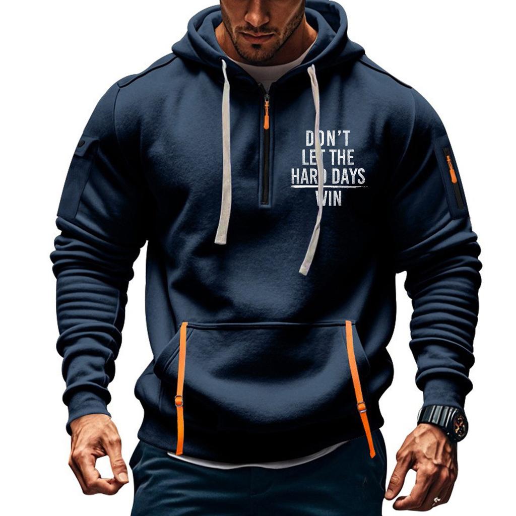 Men's Printed Sweatshirt Hoodie Zipper Arm Pocket Cardigan Men's Sports Large Size Casual Hoodie