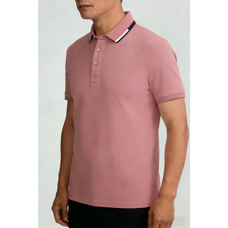 Men Contrast Collar Short Sleeve Polo Shirt Casual Top