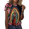 Mode Notre-Dame de Guadalupe Vierge Marie Imprimé T-shirts pour femmes Manches Courtes Col Rond Vêtements pour Hommes Confort Y2k Vêtements pour Femmes