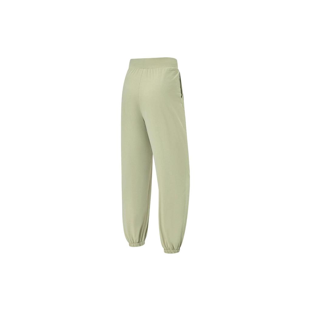 Li Ning Womens Fitness Series UPF 50+ Solid Color Reflective Elastic Waistband Cuffed Sports Pants Women Pants Yew-Green AKLT542-8