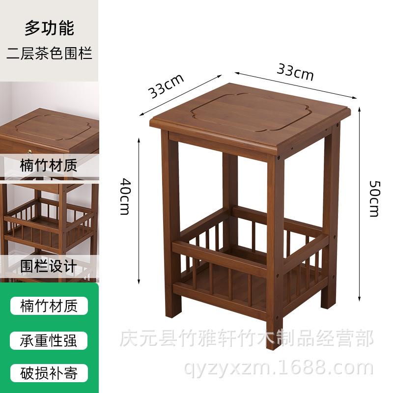 Modern Bamboo&Wooden Plant Stand-Living Room Corner Shelf with Storage Multi-Tiered Flower Pot Holder for Balcony & Indoor Decor