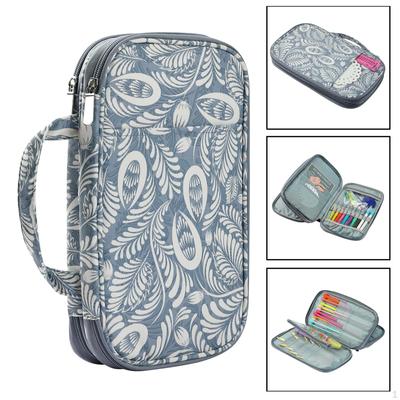 Organizador de estojo de agulha de crochê, bolsa de armazenamento de tricô com zíper, para ferramentas de agulhas retas circulares