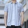 Summer New Men's Short-sleeved Shirt Korean Version of the Trend of Simple Simple Slim Striped Casual Handsome Shirt Men's Clothing