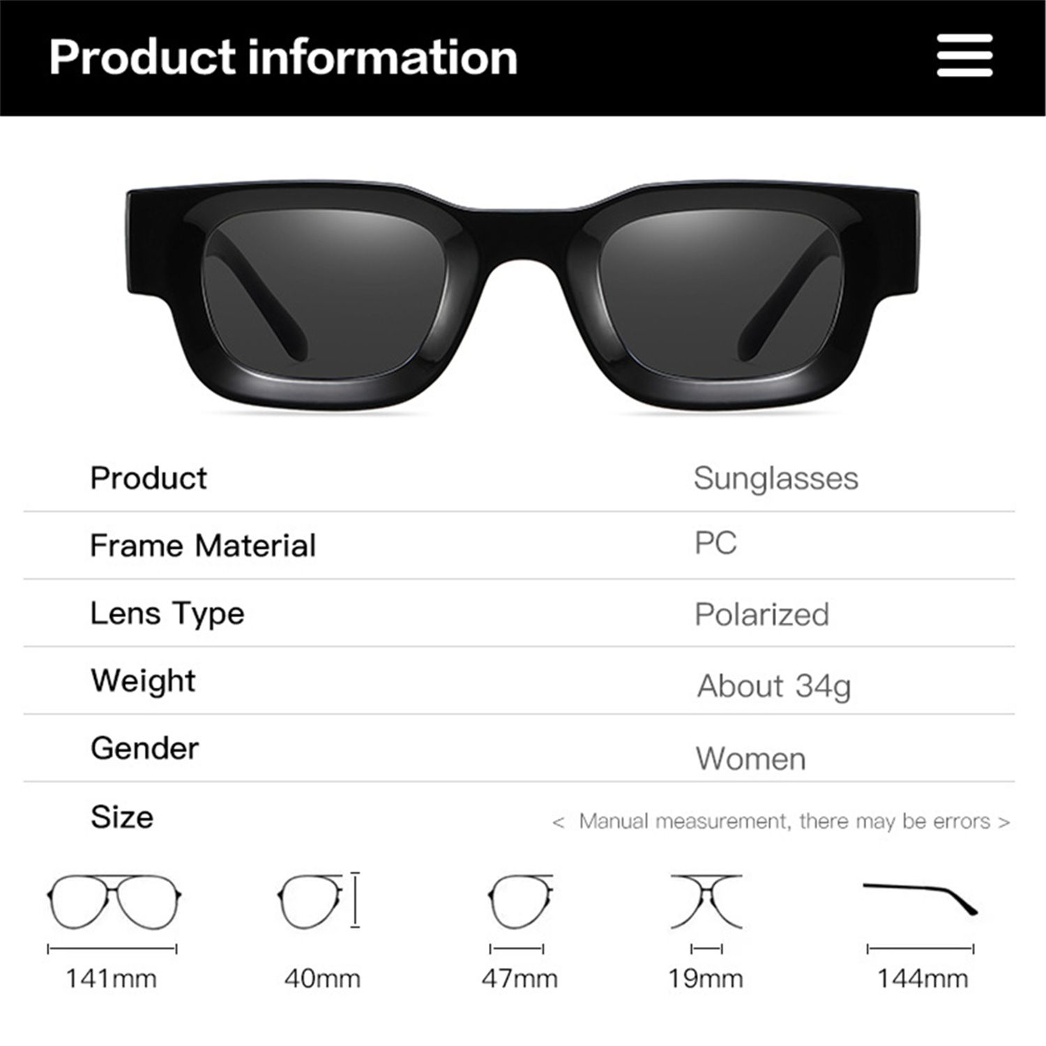 

Трендові квадратні панк сонцезахисні окуляри UV400 для жінок, сонцезахисні окуляри з поляризацією для чоловіків Black/ Ocean Yellow