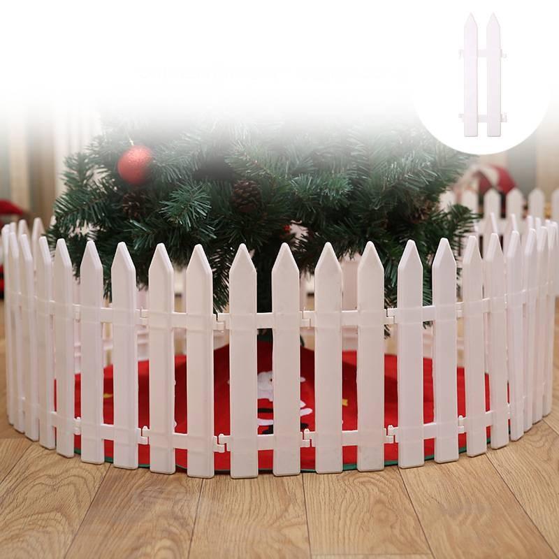 Durable White Plastic Fence For Christmas Tree Decoration And Garden Holiday Display