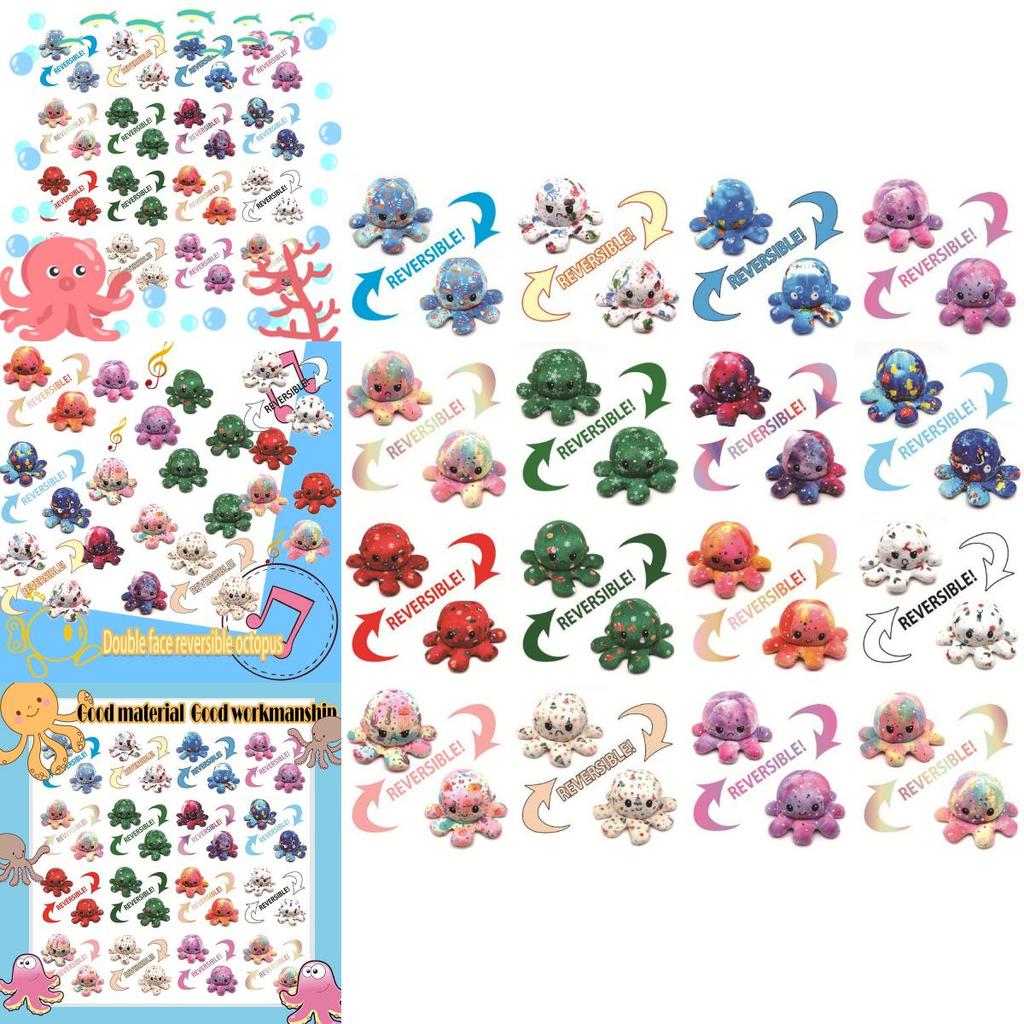 Double-sided Flip Reversible Octopus Plush Toys Perfect For Christmas Gifts**