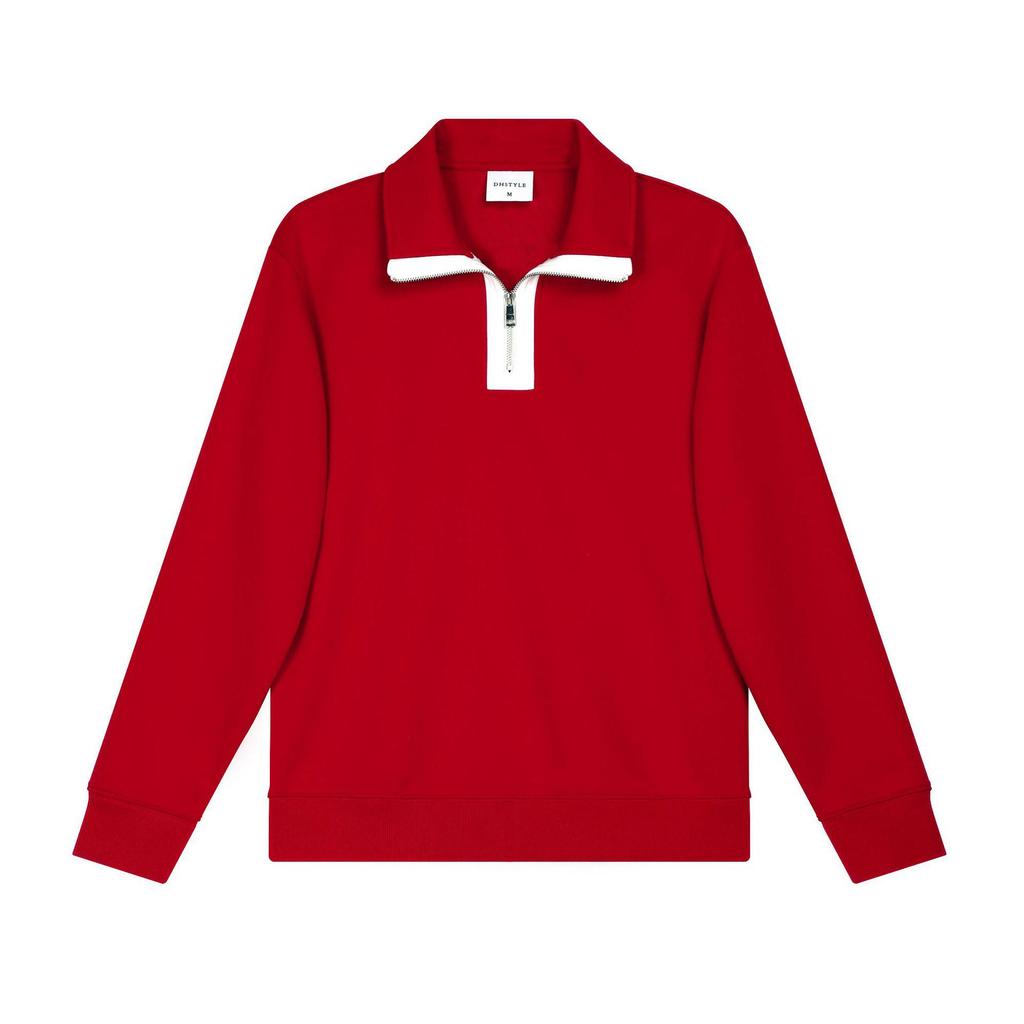 Women's Casual Color Block Stand Collar Half-Zip Hoodie, Early Autumn, Heavyweight 380g Composite Cotton, Loose Fit, Versatile Style