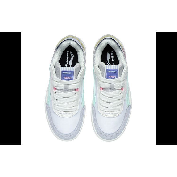 Li Ning CF Suede Fabric Synthetic Leather Non-Slip Lightweight Low-Top Skate Shoes Women Sneakers Blue White AGCR300-1