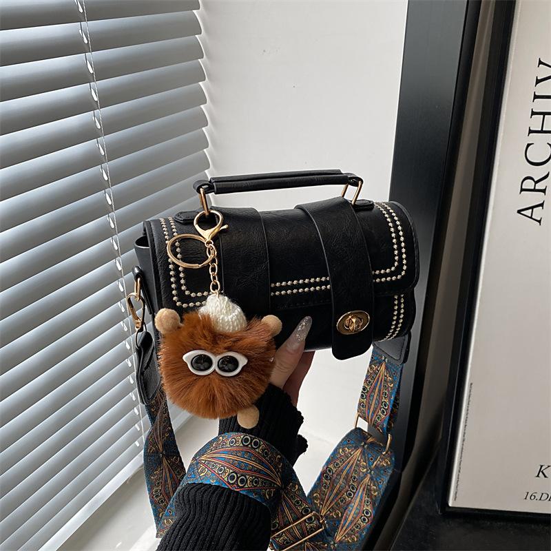 Vintage Retro Women Fashion Versatile Boston Cylinder Crossbody Handbag