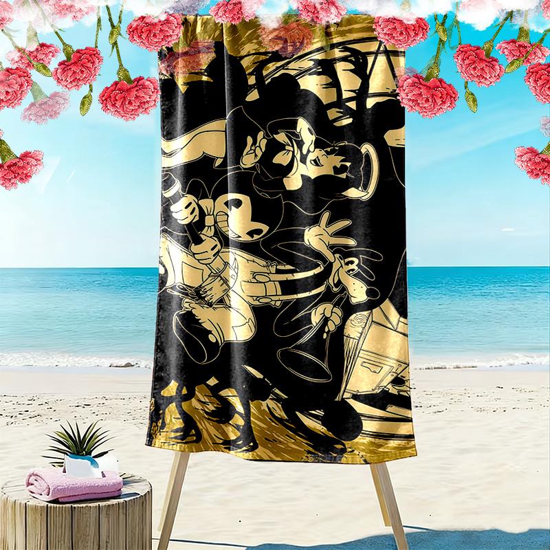 Bendy and the Ink Machine Print Beach Towel, Large Soft Quick Dry Towel for Beach Camping Swimming