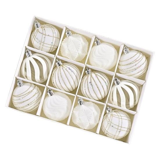 12Pcs Velvet Christmas Balls Decorative Plastic Ornaments Holiday Tree Decoration for Christmas Weddings Parties